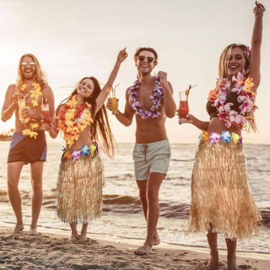 Hawaii Tarzı Hula Eteği – 60 cm Hasır Natural Etek resmi
