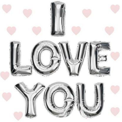 I Love You Folyo Balon Gümüş Renk 35 CM resmi