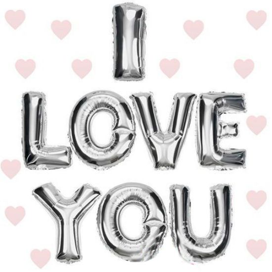 I Love You Folyo Balon Gümüş Renk 35 CM resmi