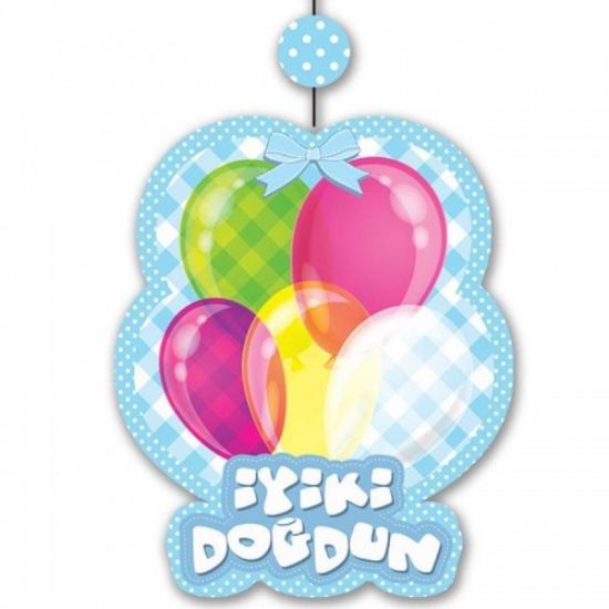 İyiki Doğdun Asmalı İp Süs Mavi resmi
