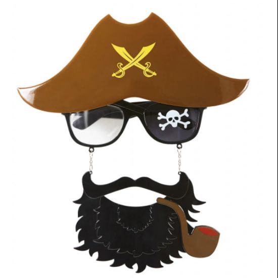 Kahve Şapkalı Pipolu Jack Sparrow Gözlüğü resmi