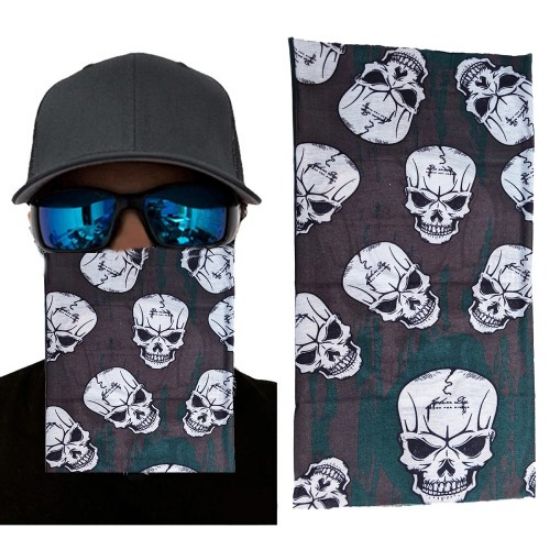 Kahve Yeşil Çoklu Kafatası Baskılı Buff Bandana 25x48 cm resmi