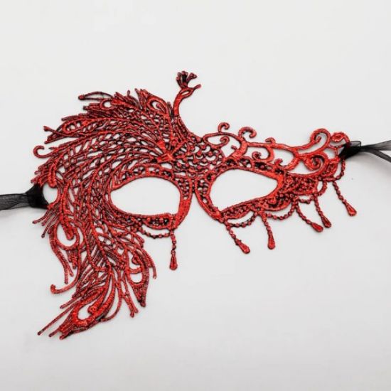 Kırmızı Dantel Masquerade Maskesi 4 No resmi