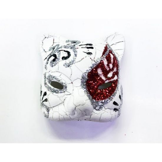 Kırmızı İşlemeli Seramik Venedik Kedi Magnet resmi