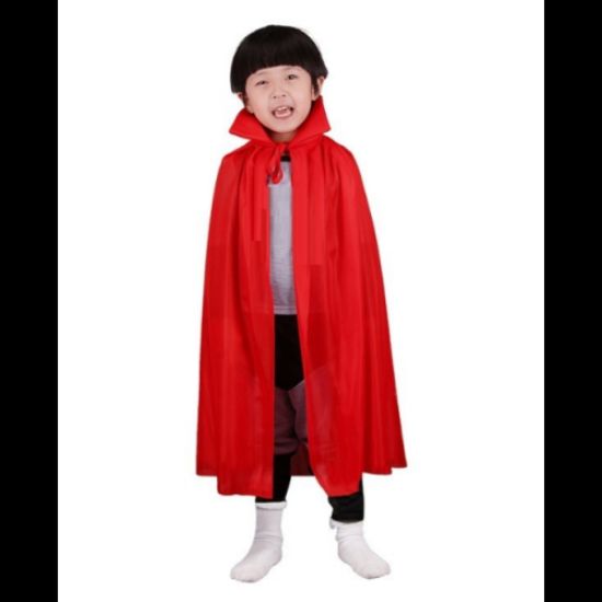 Kırmızı Renk Yakalı Pelerin Çocuk Boy 90 cm resmi