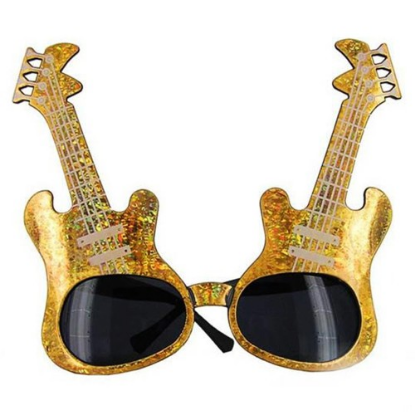 Altın Renk Gitar Şekilli Parti Gözlüğü  resmi