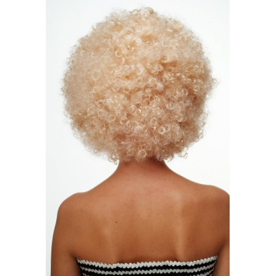 Altın Renk Kıvırcık Afro Parti Peruğu resmi