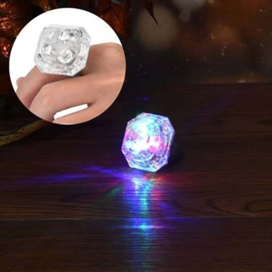 Kristal Tasarımlı Led Işıklı Gümüş Yüzük  resmi