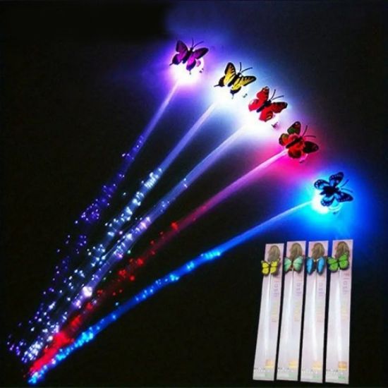 Led Fiber Optik Işıklı Kelebek Saç Klipsi resmi