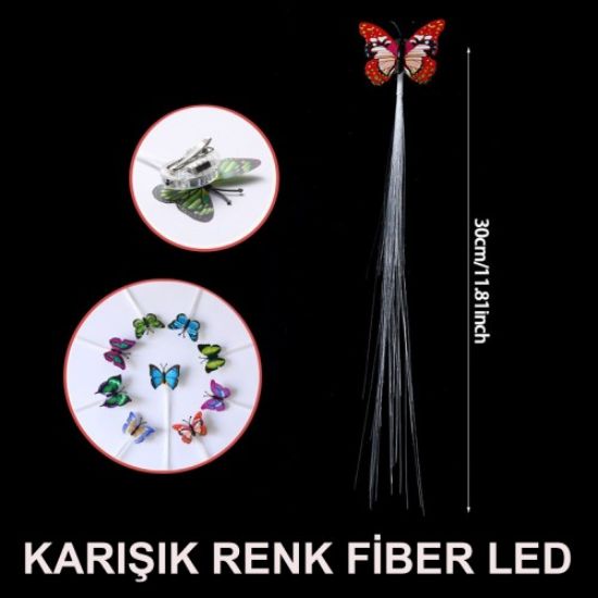 Led Fiber Optik Işıklı Kelebek Saç Klipsi resmi