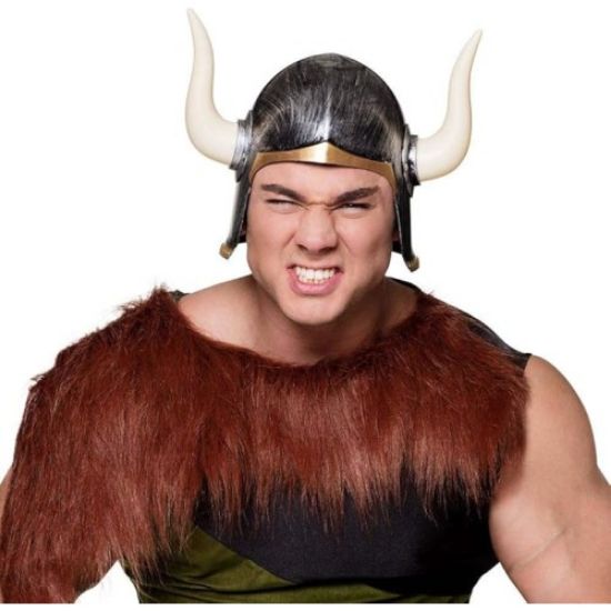 Mega Boynuzlu Viking Ivar Kaskı Eskitilmiş Desen Gümüş Renk resmi
