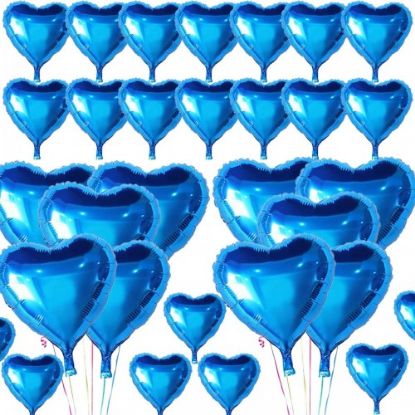 Metalize Mavi Kalp Folyo Balon resmi