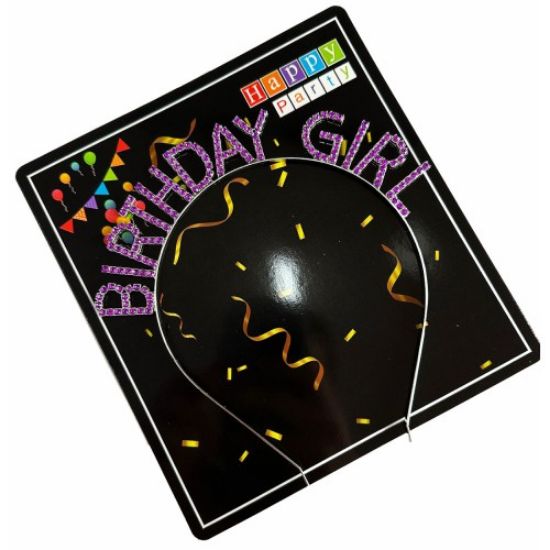Mor Renk Kristal Taşlı Parlak Birthday Girl Yazılı Taç resmi
