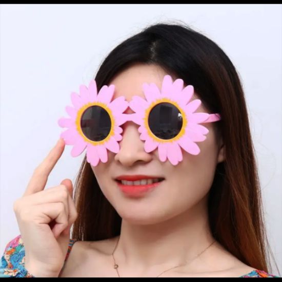 Pembe Renk Papatya Şekilli Parti Gözlüğü 18x10 cm resmi