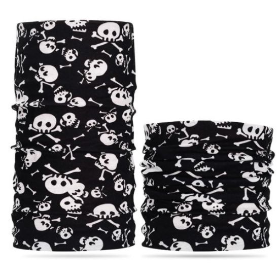 Siyah Beyaz İskelet Baskılı Buff Bandana resmi