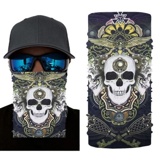Siyah Beyaz Kafatası Baskılı Buff Bandana 28x45 cm resmi