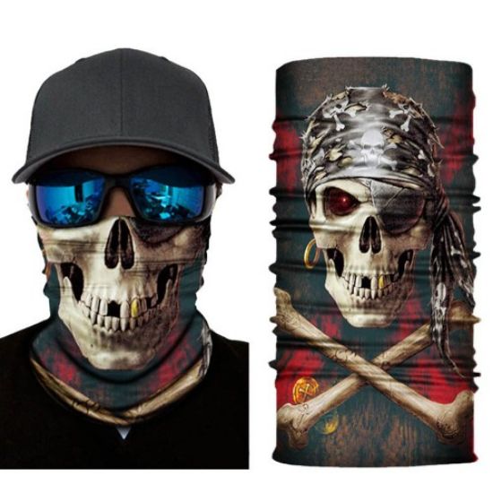 Siyah Korsan Kafatası Baskılı Buff Bandana 30x48 cm resmi