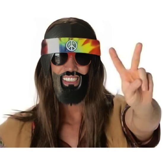 Siyah Saçlı Bandana Hippi Parti Gözlüğü resmi