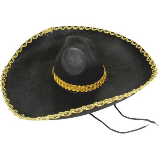 Sombrero Meksika Şapkası Altın Şeritli Yetişkin Boy  resmi