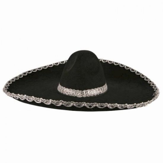 Sombrero Meksika Şapkası Gümüş Şeritli Yetişkin Boy  resmi