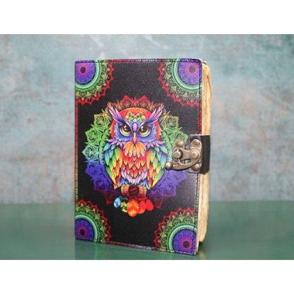 Baykuşlu Deri Defter Model 2  resmi