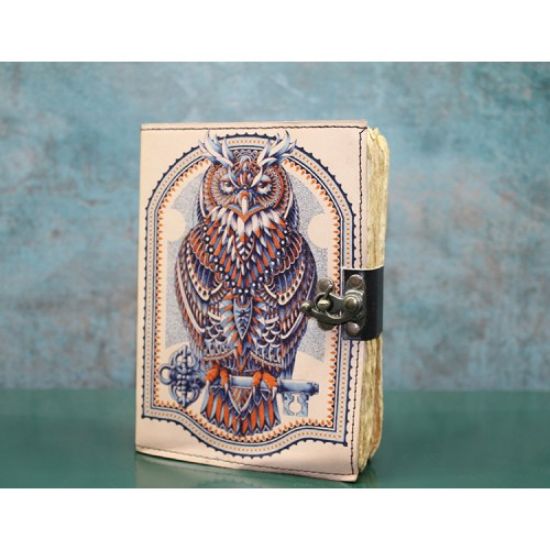 Baykuşlu Deri Defter Model 3  resmi