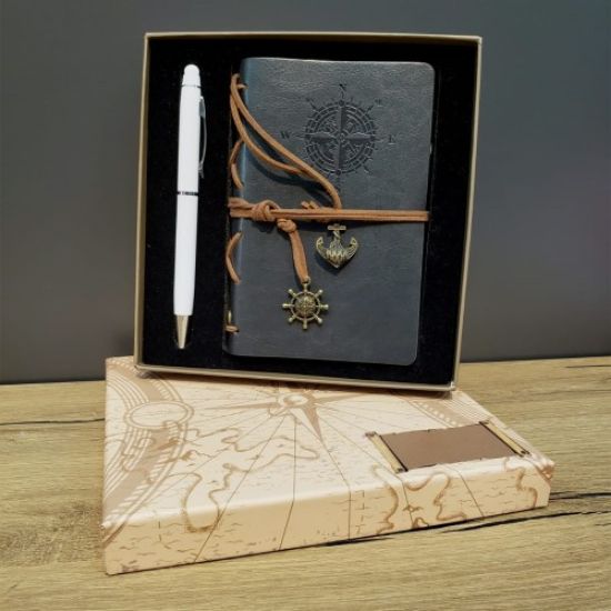 Gri Defter Ve Beyaz Kalem Kutulu Set resmi