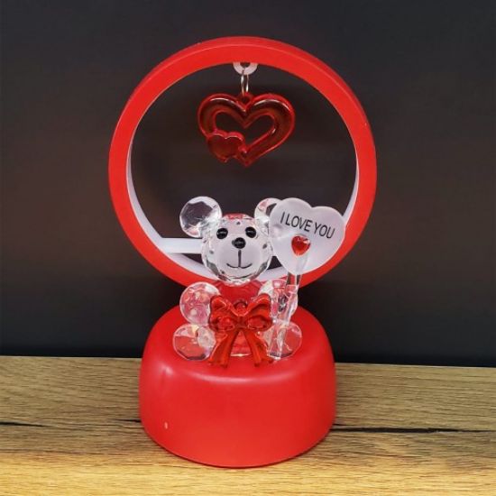 Işıklı Kırmızı I Love You Ayıcık resmi