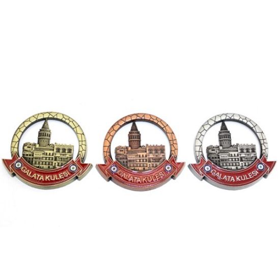 İstanbul Temalı Metal Magnet Galata Kulesi Yuvarlak Tasarım resmi