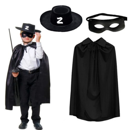 Zorro Pelerin Şapkası ve Maske Seti Çocuk Boy resmi