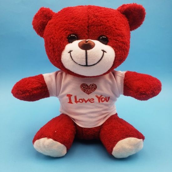 Kırmızı I Love You Tişörtlü Peluş Ayıcık resmi