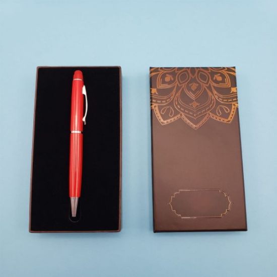 Mandala Desenli Kutulu Kırmızı Touchpen Tükenmez Kalem  resmi