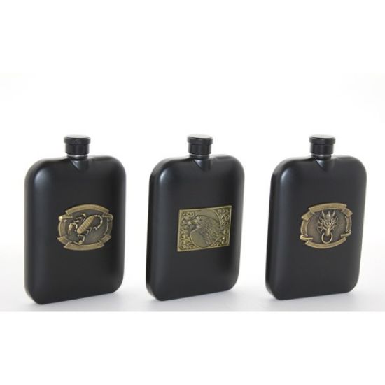 Paslanmaz Çelik Kabartmalı Tekli 6 Oz Matara  resmi