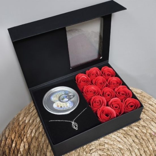Romantik Gül ve İstiridye İnci Kolye Seti resmi