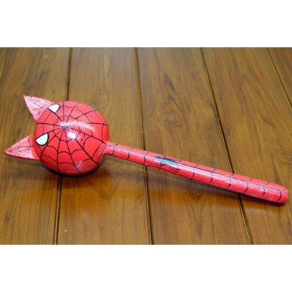 Ahşap Kedili Spiderman Marakas Tekli  resmi