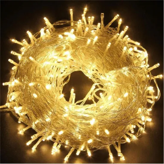 10m 60 Led Gün ışığı 2 Kademeli Şeffaf Kablo Pilli resmi