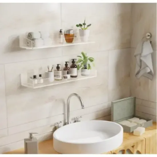 2'li Şık ve Minimalist Tasarımlı Şeffaf Duvar Rafı   resmi