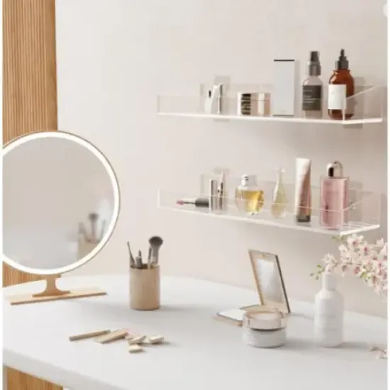 2'li Şık ve Minimalist Tasarımlı Şeffaf Duvar Rafı   resmi