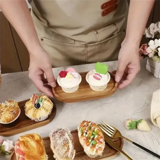 3'lü Bambu Oval Sunum Tabağı Seti resmi