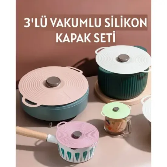 3'lü Vakumlu Silikon Kapak Seti resmi