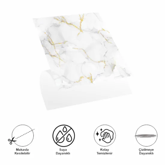 30x30 Cm Pvc Yer Karosu 4'lü Paket - Mermer Desenli Beyaz resmi