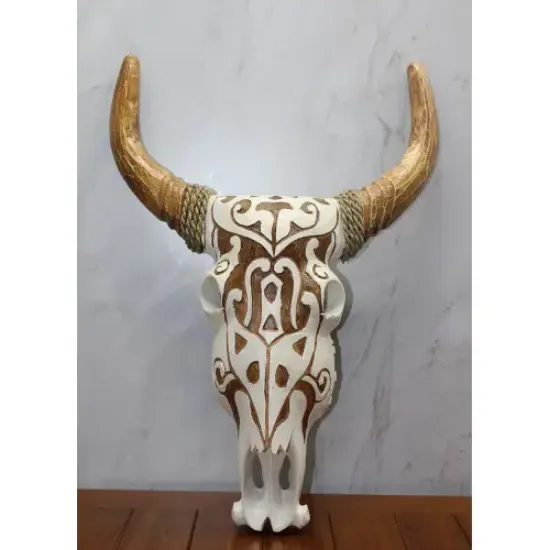 Ahşap Duvara Asmalı Bufalo Kafası  resmi