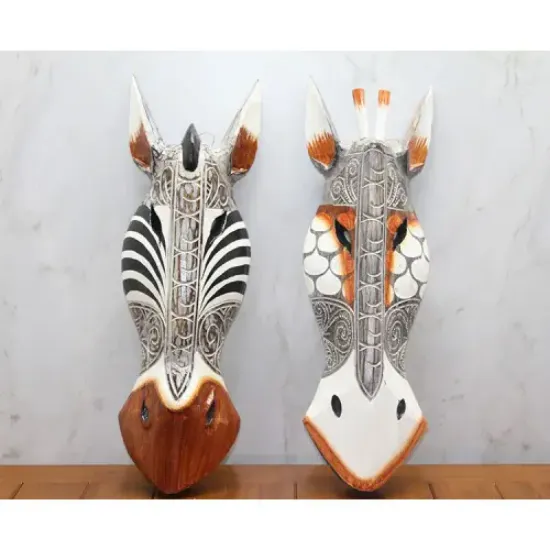 Ahşap Duvara Asmalı Maske Zebra resmi