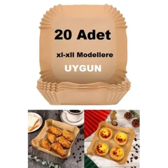 Büyük Boy Air Fryer Fritöz Pişirme Kağıdı 20 Adet resmi