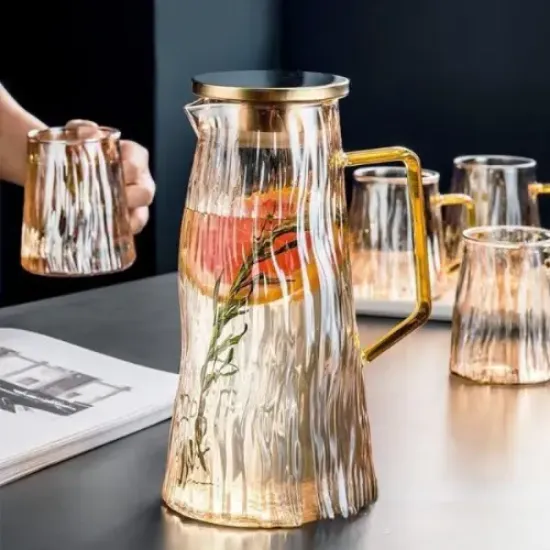 Çelik Kapaklı Cam Sürahi 1800 ml resmi