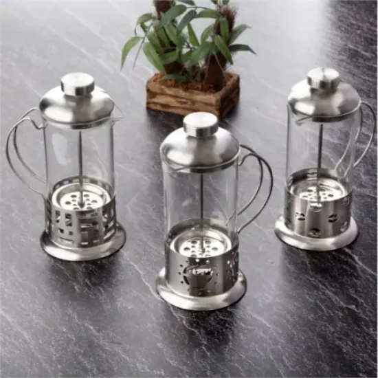 Çelik Kulplu Cam French Press - 350 ml  resmi