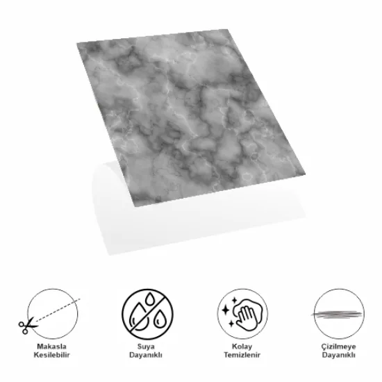DecoHandy  Pvc Duvar Karosu 30x30cm 4'lü Paket - Mermer Desenli Siyah 0,36m2 resmi