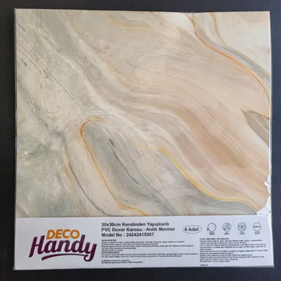 Decohandy 30x30 Cm Pvc Duvar Karosu 4'Lü Paket - Antik Mermer resmi