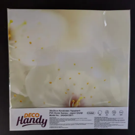 Decohandy 30x30 Cm Pvc Duvar Karosu 4'Lü Paket - Japon Çiçeği resmi