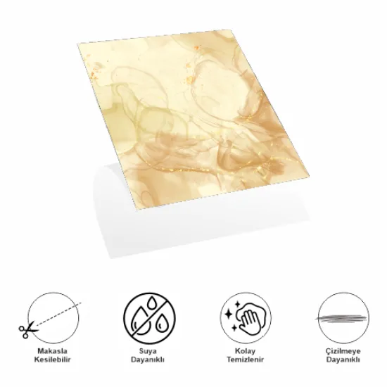 Decohandy 30x30 Cm Pvc Duvar Karosu 4'Lü Paket - Sarı Mermer resmi
